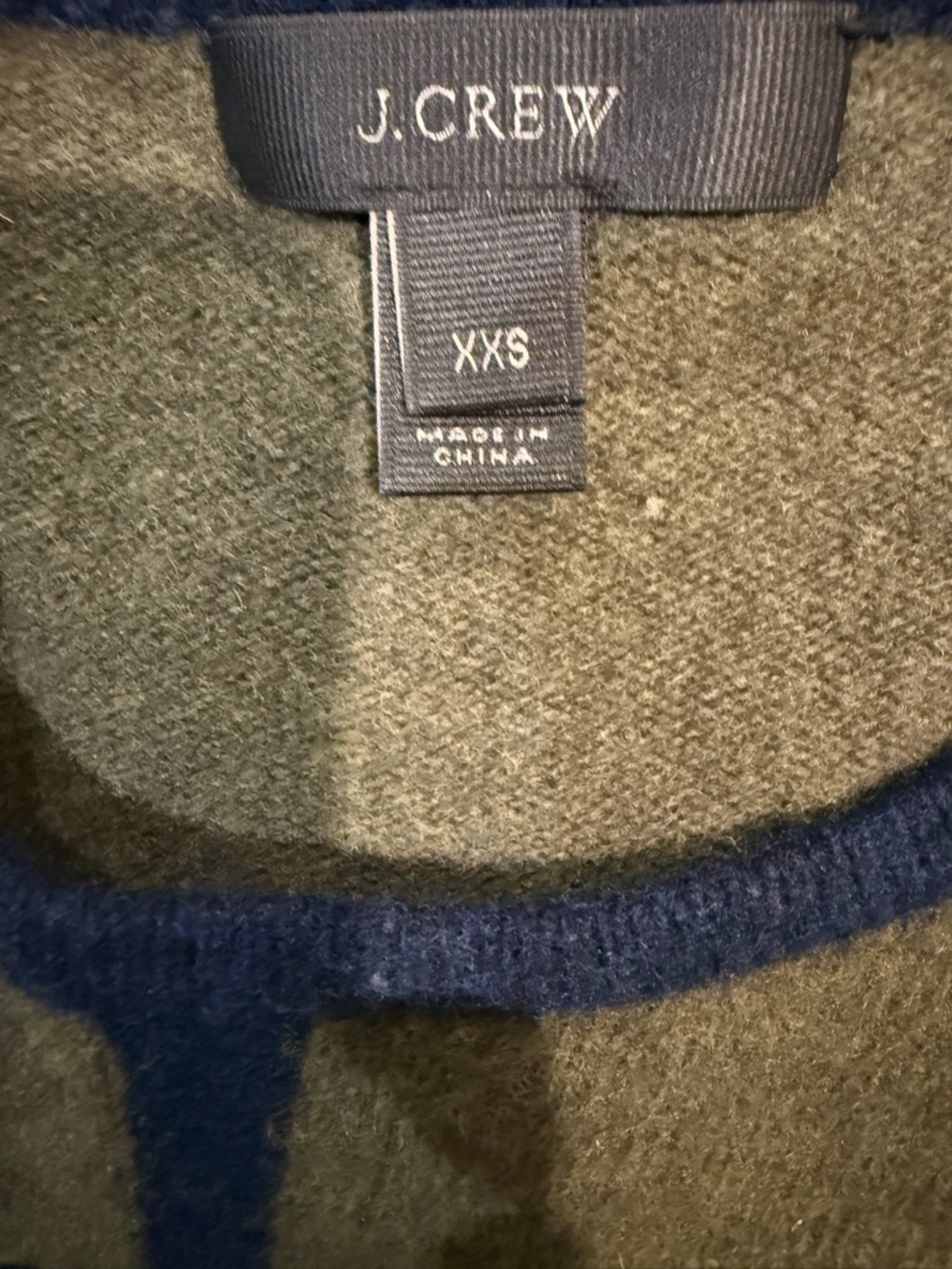 J. Crew Olive Sweater with Navy Contrast Trim - Picture 3 of 3